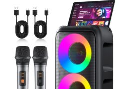 $26.49 – Peski Bluetooth 5.3 LED Karaoke Machine with 2x Wireless Microphones