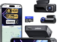 $67.99 – Pelsee P1 Pro 4K Dash Cam with 1080p Rear Camera