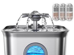 $19.98 – 2.8L FEELNEEDY Stainless Steel Dishwasher-Safe Pet Water Fountain w/ 3 Filters + Free Shipping w/ Prime or on $35+ 2.8L FEELNEEDY Stainless Steel Pet Water Fountain