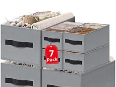 $13.99 – 7 Pack Closet Organizers Bins, 2 Sizes Closet Shelf Organizer with Handles 7 pack closet organizers bins with handles