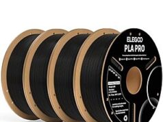 $41.56 – * | 4-Pack 1KG ELEGOO PLA PRO 1.75mm 3D Printer Filament (Black) at Amazon 4-Pack ELEGOO PLA PRO 1KG 3D Printer Filament in Black