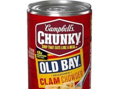 $3.00 – 3 cans of Campbells Chunky soups for under $3 after S&S and buy 3 for $5 discount Three cans of Campbells Chunky soups on a grocery shelf