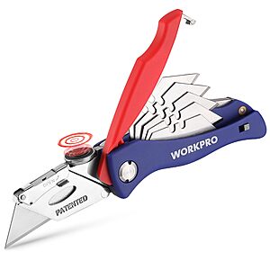 WORKPRO Folding Utility Knife on Amazon Prime Deal WORKPRO Folding Utility Knife with five extra blades