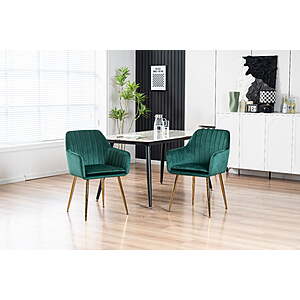 Mainstays Dining Chairs on Walmart 2-Pack Mainstays Dining Chair in Green Velvet with Gold Legs