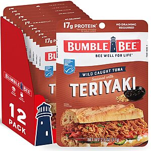 Bumble Bee Teriyaki Tuna Pouch Deal 12-Pack Bumble Bee Teriyaki Seasoned Tuna Pouches