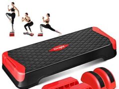 $19.38 – Yes4All 2-in-1 Adjustable Aerobic Stepper with Half Round Legs for Home Workout – Red Yes4All Adjustable Aerobic Stepper in red