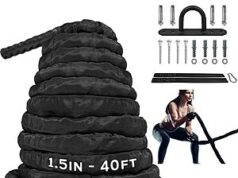 $44.00 – 40-Ft 1.5″ 21-Lb Yes4All Battle Rope w/ Protective Cover, Steel Anchor & Strap $44 + Free Shipping Yes4All 40-foot battle rope with protective cover and steel anchor