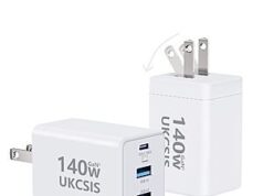$18.99 – 2-Pack UKCSIS Foldable GaN Wall Charger (140W, 3 Ports) at