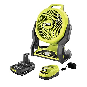 RYOBI WHISPER SERIES Fan Kit Deal at Home Depot RYOBI ONE+ 18V Cordless Hybrid WHISPER SERIES Fan Kit with 2.0 Ah Battery and Charger