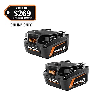 Buy 18V 6.0 Ah MAX Output Lithium-Ion Batteries at The Home Depot Two pack of 18V 6.0 Ah MAX Output Lithium-Ion Batteries