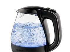 $15.15 – Ovente 1.5L Borosilicate Glass Electric Kettle with Auto Shut-Off, Boil-Dry Protection, and Removable Spout Filter (Black)