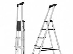 $59.99 – OLIXIS 5-Step Folding Aluminum Ladder with Anti-Slip Pedals & Handrails