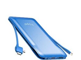 10000mAh TG90° Power Bank Portable Charger with built-in cables