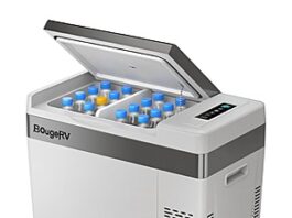 BougeRV 12V 30 Quart Portable Car Fridge / Freezer in white