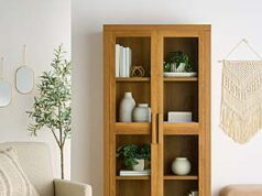 $148.00 – 72″ Better Homes & Gardens Ezra Glass Door Storage Cabinet (Multiple Finishes)