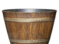 $9.99 – 9″ Oak Brown Whiskey Barrel Resin Planter: Charming Outdoor Decoration at an Irresistible Price oak brown whiskey barrel product image