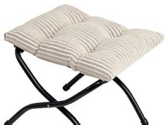 $17.49 – Premium 15″ Upholstered Foldable Ottoman Footrest Stool – Only HollyHOME upholstered foldable ottoman in beige stripe