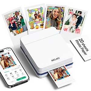 deal-1042 PP01 Color Mini Portable Printer, Instant Smartphone Inkjet Printer, White