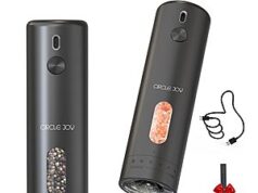 $11.99 – 110ml Circle Joy Rechargeable Electric Salt & Pepper Grinder Set w/ Base (Black) + Free Shipping w/ Prime or on $35+ 110ml Circle Joy Rechargeable Electric Salt & Pepper Grinder Set w/ Base (Black) + Free Shipping w/