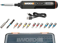 $24.99 – WORX – 4V 3-Speed Compact Screwdriver with 12 Accessory Bits, Dual LED Lights, and 3 Gear Torque – Black WORX compact screwdriver kit with 12 accessories and dual LED lights