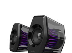 $179.99 – TITLE: Edifier G2000 Pro 2.0 RGB Gaming Speakers with 64W Peak Power, Virtual 7.1 Surround Sound Bluetooth (Black) Edifier G2000 Pro gaming speakers in black