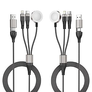 Cuanyeon 2-Pack charging cable deal 2-Pack 4' Cuanyeon 6-in-1 Multi Charging Cable (Dark grey)