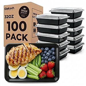 Glotoch Reusable Meal Prep Containers Deal 100-Pack Glotoch Reusable Meal Prep Containers with Lids