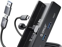 $10.82 – * | ORICO 4-Port USB Desk Clamp Hub (1x USB-C, 3x USB-A) at Amazon ORICO 4-Port USB Desk Clamp Hub in black