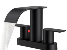 FORIOUS 4" Centerset Bathroom Faucet with Drain and Water Supply Lines in Matte Black