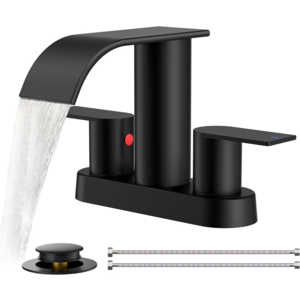FORIOUS Bathroom Faucet Sale FORIOUS 4" Centerset Bathroom Faucet with Drain and Water Supply Lines in Matte Black