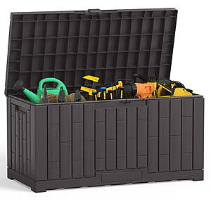 Gianna 60 Gallon Deck Box Deal at Walmart Gianna 60 Gallon Lockable Resin Deck Box in brown or gray