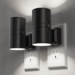 Briignite LED Wall Plug Night Lights deal 2-Pack Briignite 5000K Dimmable LED Wall Plug Night Lights in black