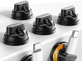 LISEN 360° Rotatable Magnetic Cable Organizer Clips in black