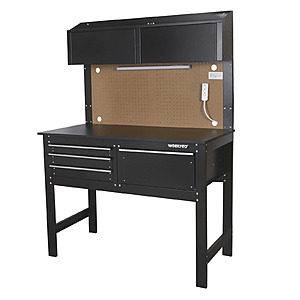 VIPOUTLET DEAL: WORKPRO 2-in-1 Workbench & Cabinet Combo WORKPRO 2-in-1 Workbench & Cabinet Combo with a power strip and work light