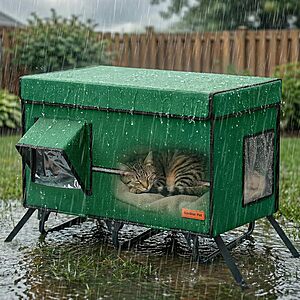 Deal on Gardner Pet Cat House Gardner Pet Insulated and Waterproof Heated Collapsible Cat House