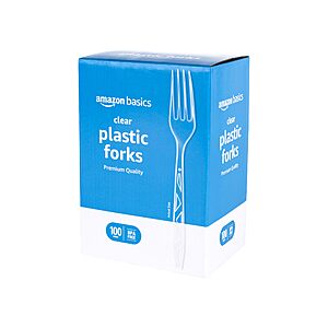 Amazon Basics Disposable Plastic Forks Deal 100-Count Amazon Basics Disposable Clear Plastic Forks