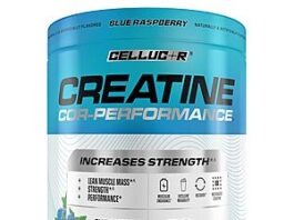 50-Serving Cellucor Creatine Monohydrate Powder in blue raspberry flavor