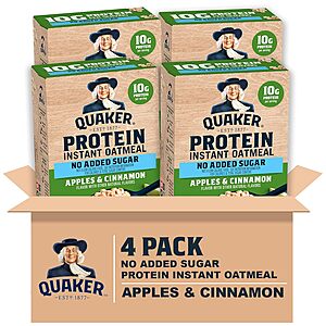 Quaker Protein Instant Oatmeal Deal 24-Count 1.76-Oz Quaker Protein Instant Oatmeal (Apples & Cinnamon)