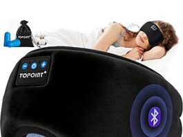 TOPOINT Blackout Sleep Eye Mask with Bluetooth Headphones