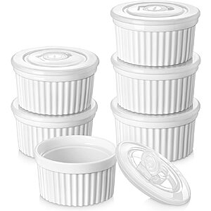 Discounted 6-Pack 8-Oz vancasso Porcelain Ramekins Set on Amazon 6-Pack 8-Oz vancasso Porcelain Ramekins with Lids in White