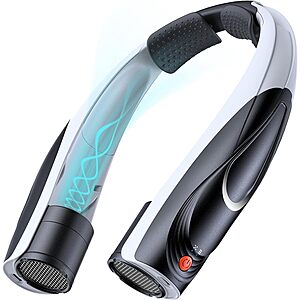 Tenvolti Neck Fan Deal Tenvolti 6000mAh Rechargeable 6-Speed Neck Fan in Black/White