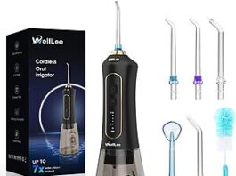 WellLeo Cordless Rechargeable Water Flosser in black