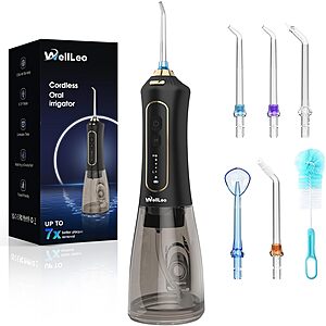 WellLeo Water Flosser Deal WellLeo Cordless Rechargeable Water Flosser in black