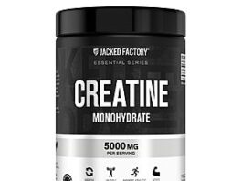 85-Servings Jacked Factory Creatine Monohydrate Powder in a container