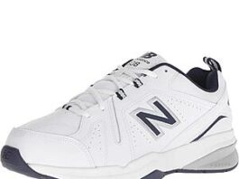 New Balance Men's 608 V5 Cross Trainer in White/Navy, Size 8.5