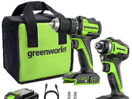 Greenworks Cordless Drill/Driver and Impact Driver kit with USB-C batteries and fast charger