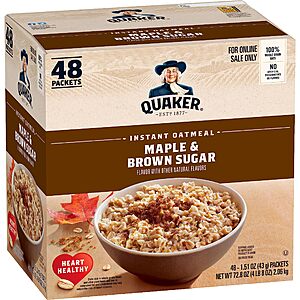 Quaker Oats Deal 48-count Quaker Maple & Brown Sugar Instant Oatmeal Packets