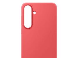 Samsung Galaxy S25+ with a red silicone protective case