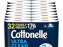 Cottonelle 1-Ply Toilet Paper Family Mega Rolls on Amazon