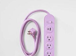 Compact 6' heyday Power Strip with four outlets and USB & USB-C ports (purple or green)